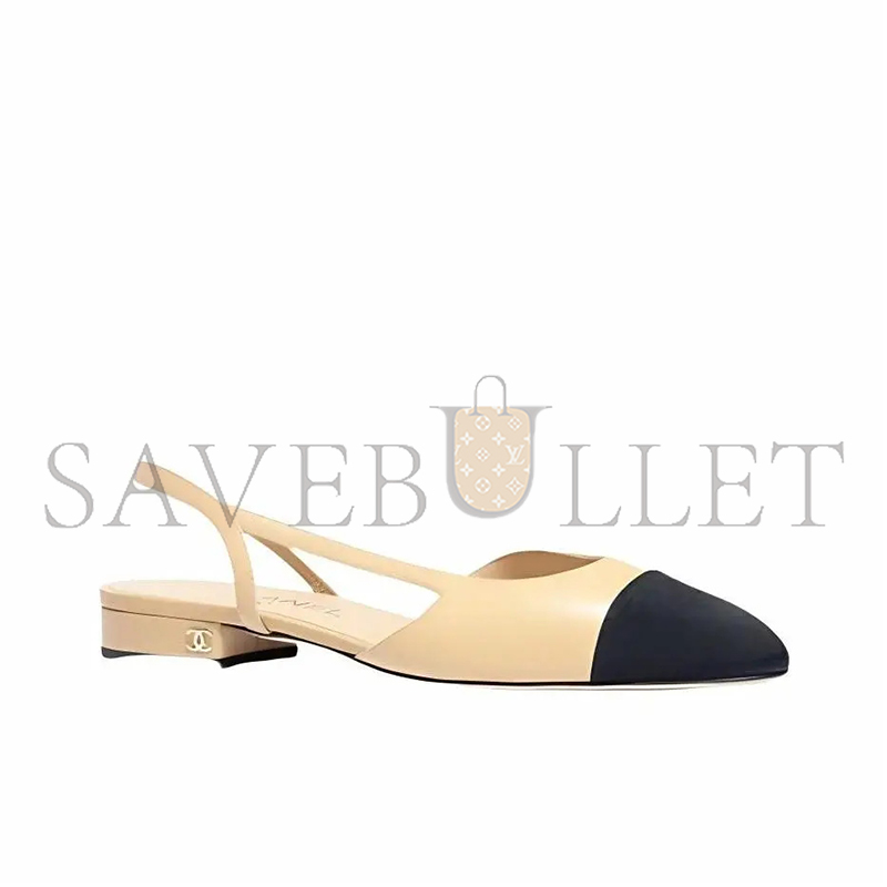 CHANEL SLINGBACKS GOATSKIN & GROSGRAIN BEIGE & BLACK G31319 Y50006 C8378 CHANEL SLINGBACKS GOATSKIN & GROSGRAIN BEIGE & BLACK G31319 Y50006 C8378